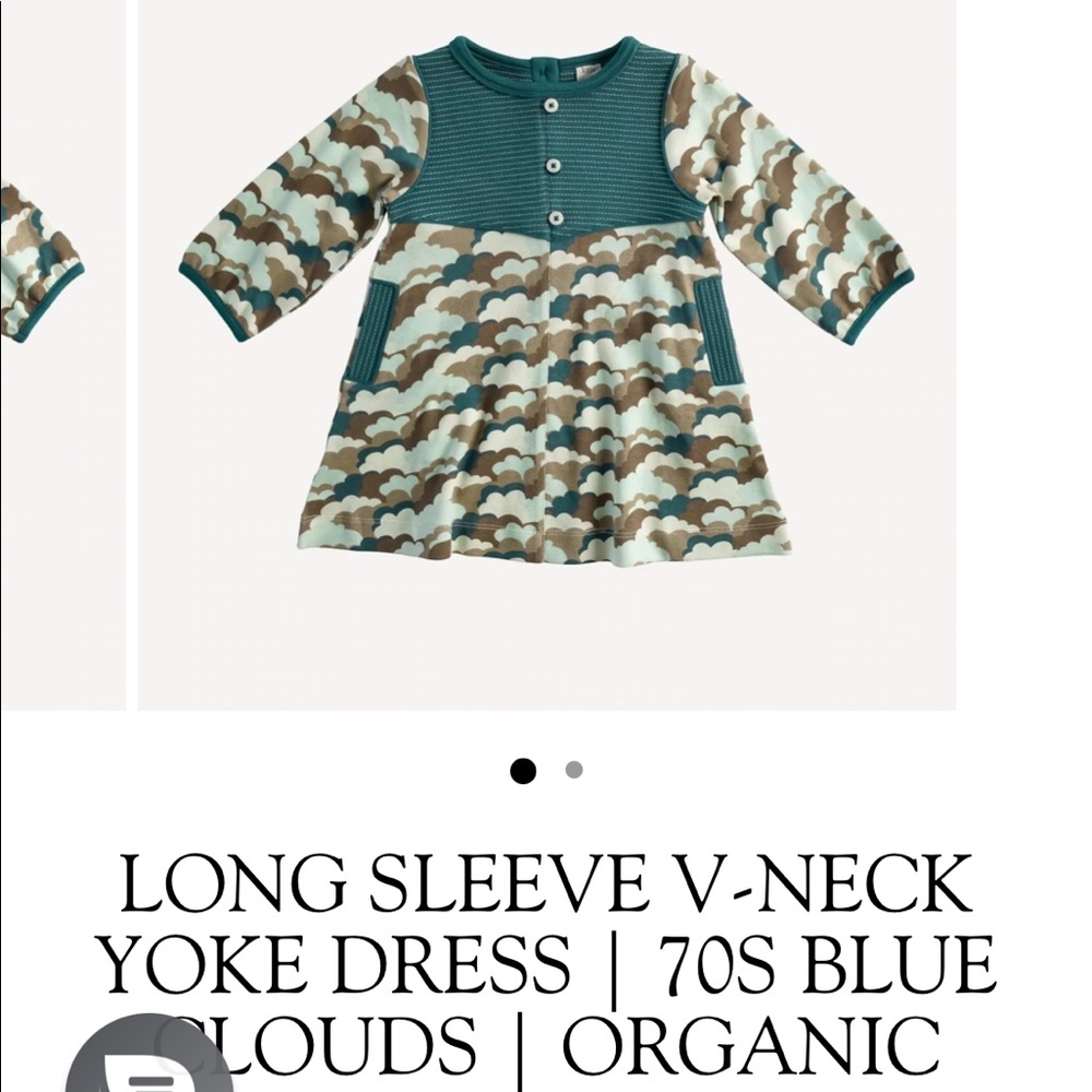 Kate Quinn organic long sleeve yoke dress 70s blue clouds